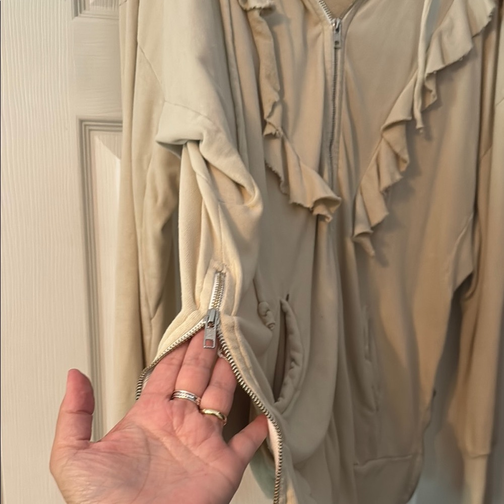 Wildfox Beige Ruffle Hoodie - Picture 2 of 7